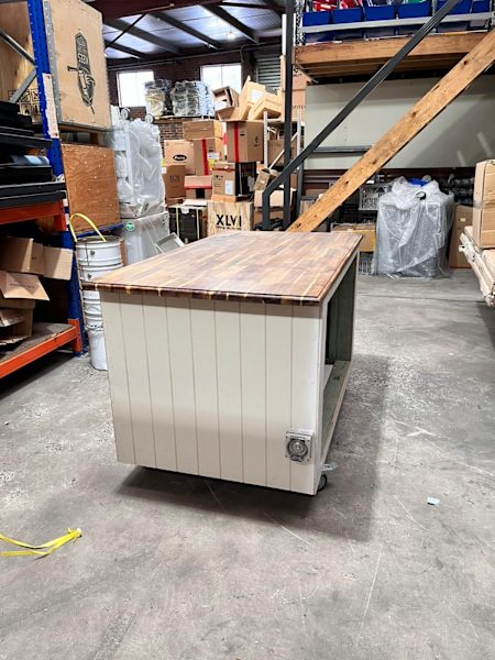 Custom Heavy Duty Timber Coffee Cart White 1600mm