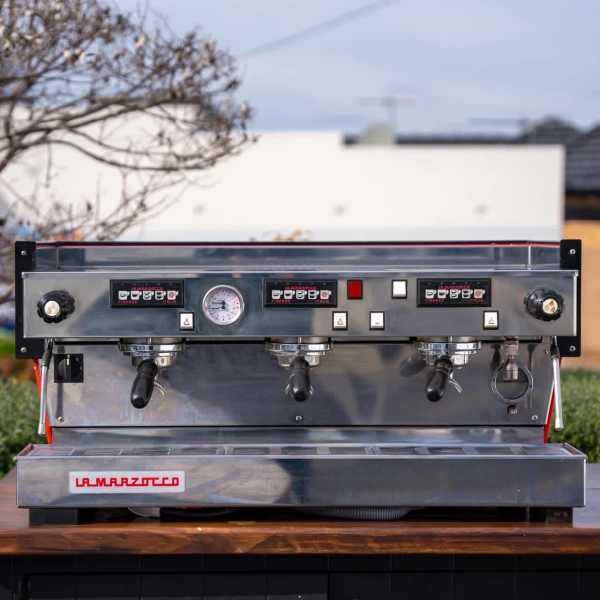 Pre Loved Red 3 Group La Marzocco Linea AV Commercial Coffee Machine