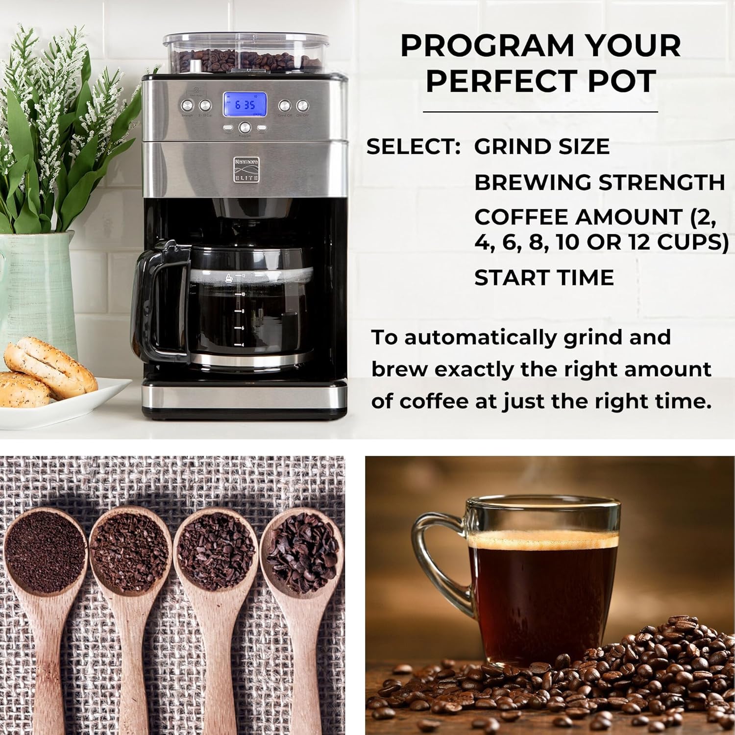 Kenmore Elite Grind & Brew Drip Coffee Maker With Burr Grinder
