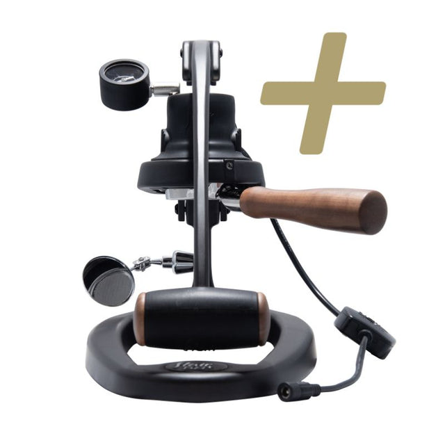 Flair 58 Plus manual lever espresso maker with walnut accents