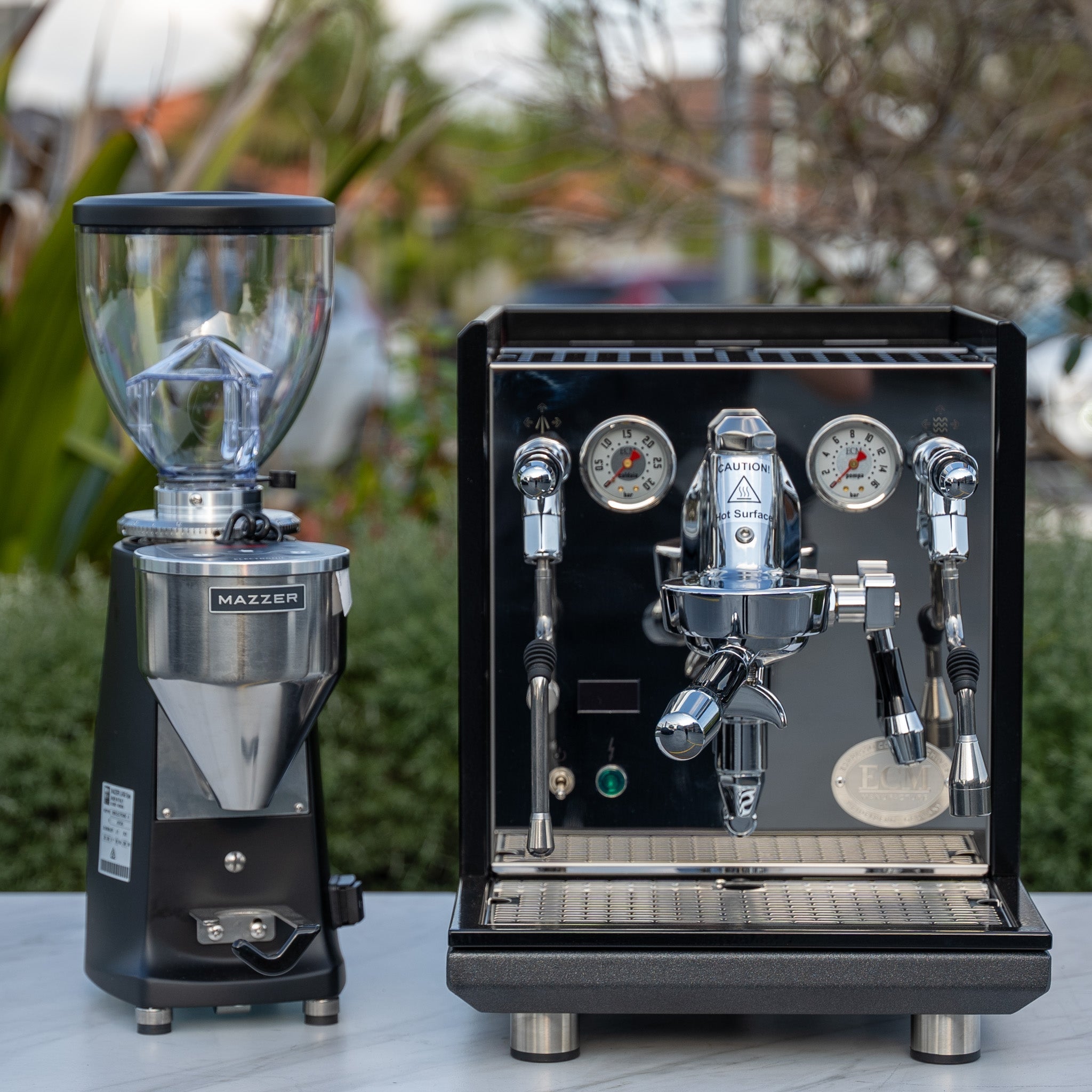 Custom Black ECM Syncronika II Coffee Machine & Mazzer Electronic A Grinder Package