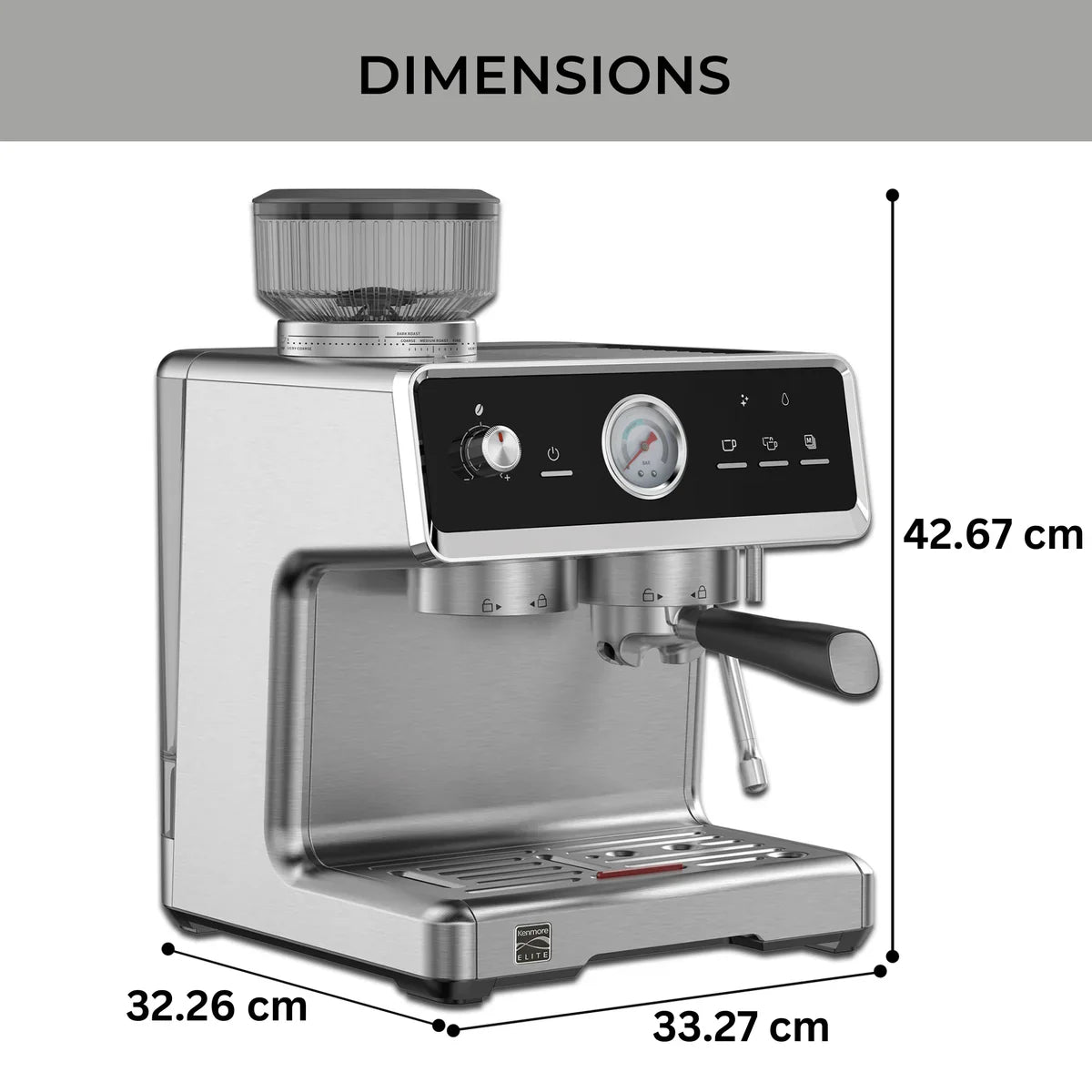 Kenmore Elite Auto-Tamping Espresso Machine With Grinder Stainless Steel