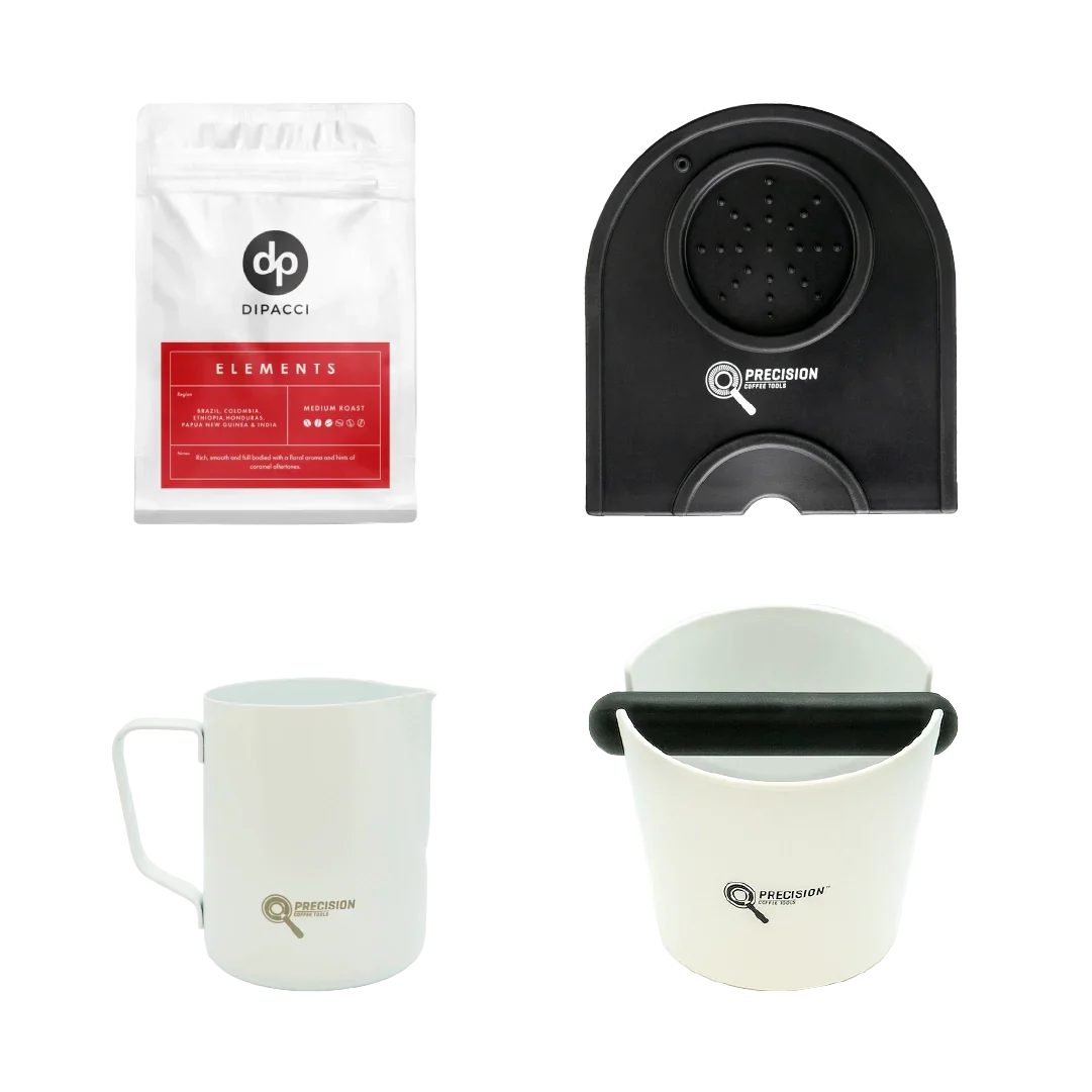 White Rancilio Silvia Bundle (Free Precision GS7 + Di Pacci Elements 250g + Precision Accessories)