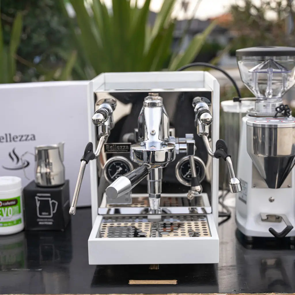 Bellezza Francesca in Custom White With Mazzer Mini Grinder