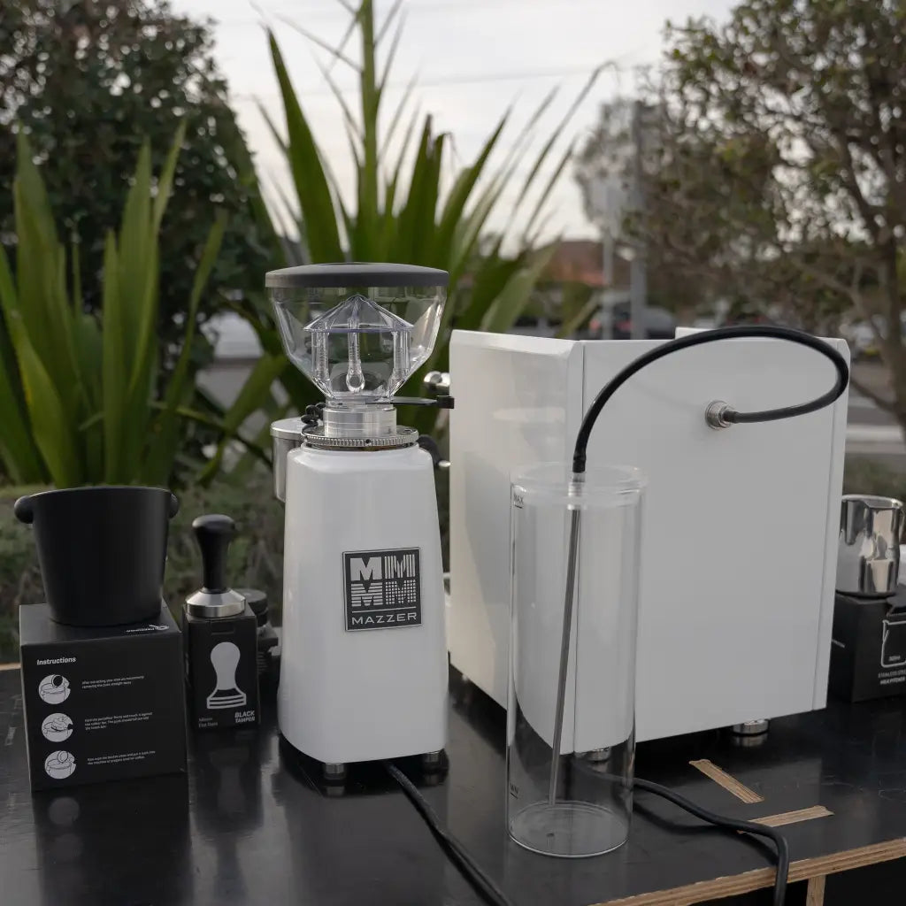 Bellezza Francesca in Custom White With Mazzer Mini Grinder