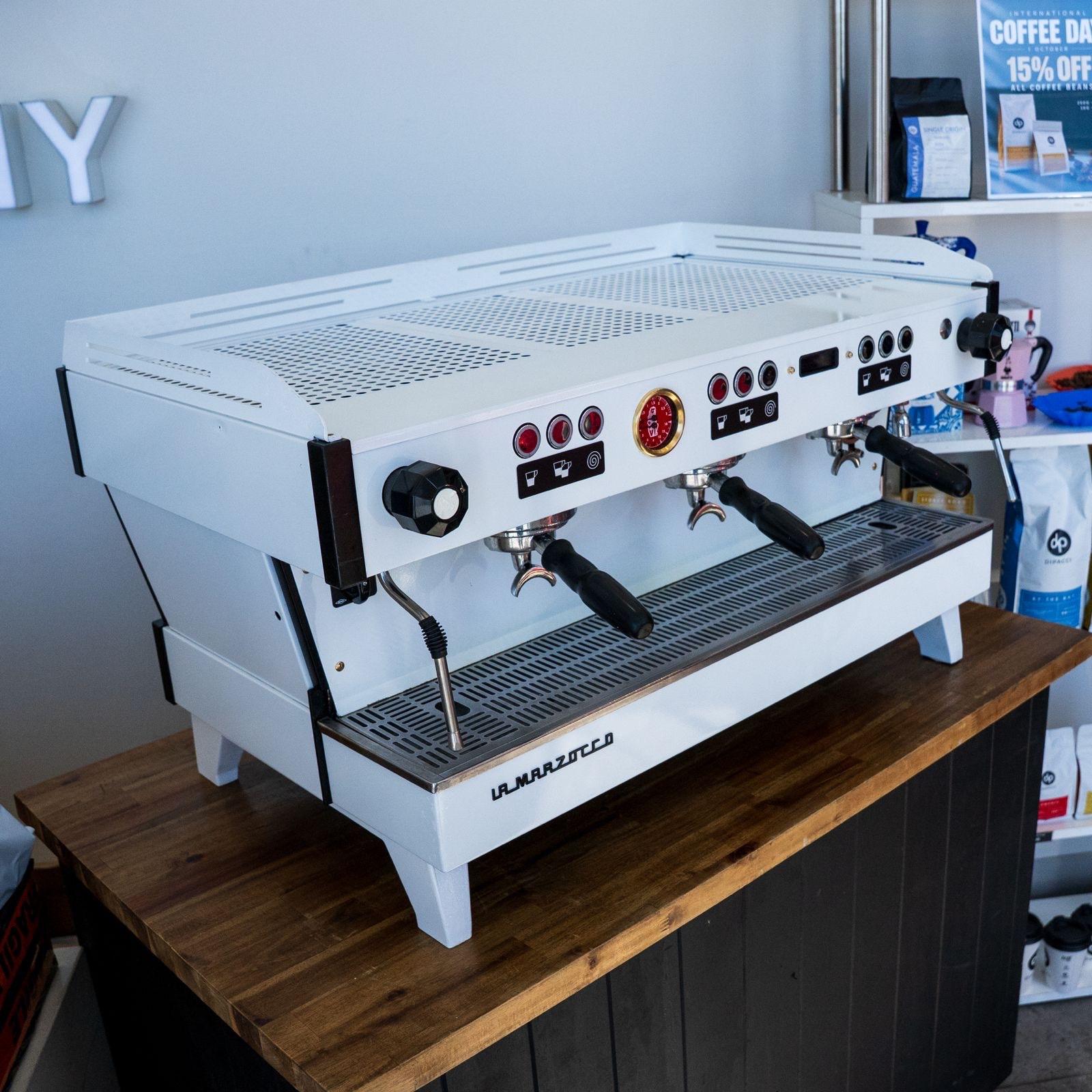 Late Model La Marzocco Linea PB 3 Group White Tall Cup Machine